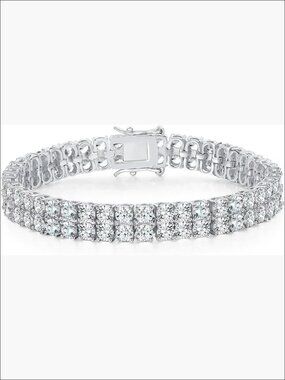 18K Gold Plated Tennis Bracelet with 5A+ Cubic Zirconia, Adjustable 6-8 Inch